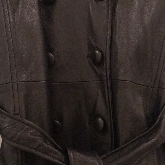 Halston Women  Leather Long Coat - Picture 2 of 3